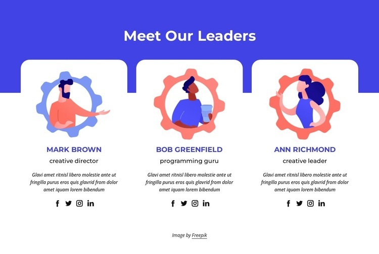 Meet our top leaders Homepage Design