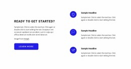 Text with icons and button - Html Code Example by Nicepage