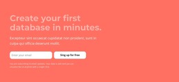 Web Page For Create Your First Database In Minutes