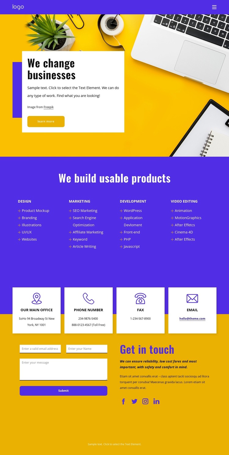 We change businesses HTML Template