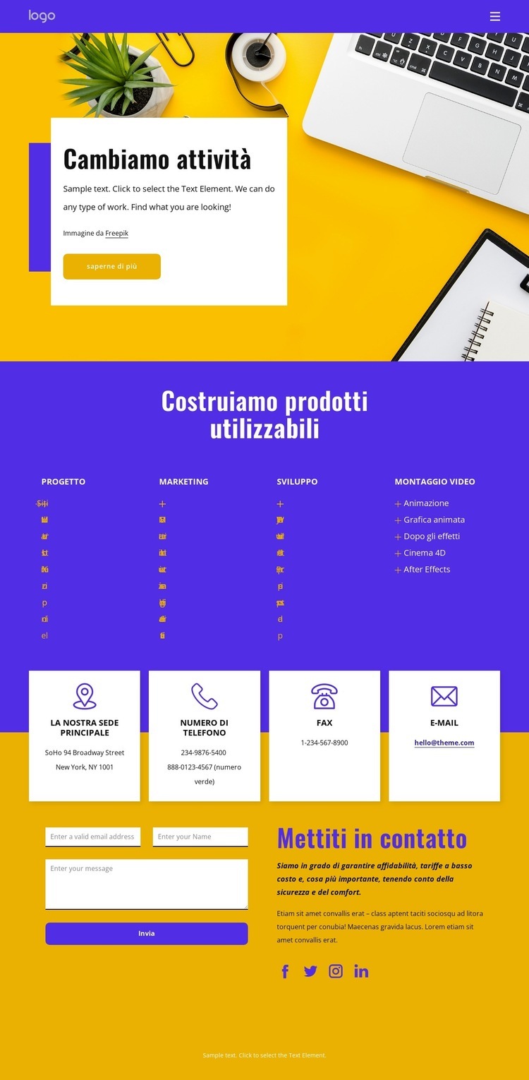 Cambiamo attività Modelli di Website Builder