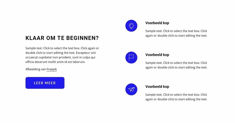 Tekst met pictogrammen en knop HTML5-sjabloon