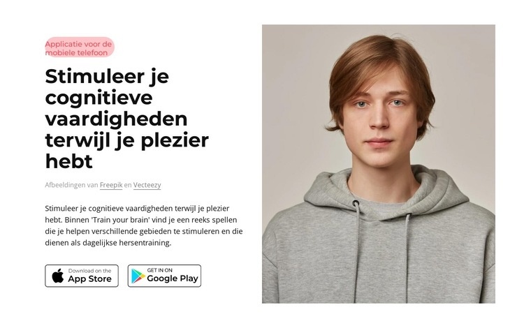 Hersentraining-app Sjabloon voor één pagina