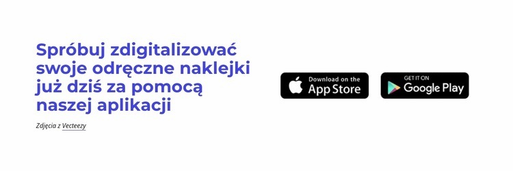 Nagłówek z przyciskami pobierania aplikacji mobilnej Makieta strony internetowej