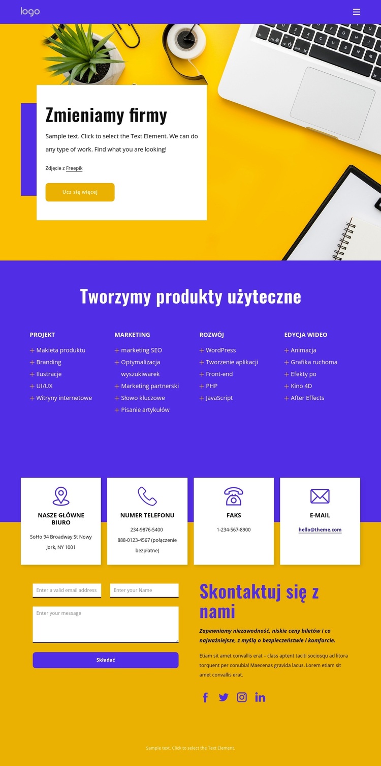 Zmieniamy firmy Motyw WordPress