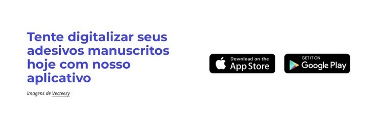 Título com botões de download de aplicativos móveis Design do site