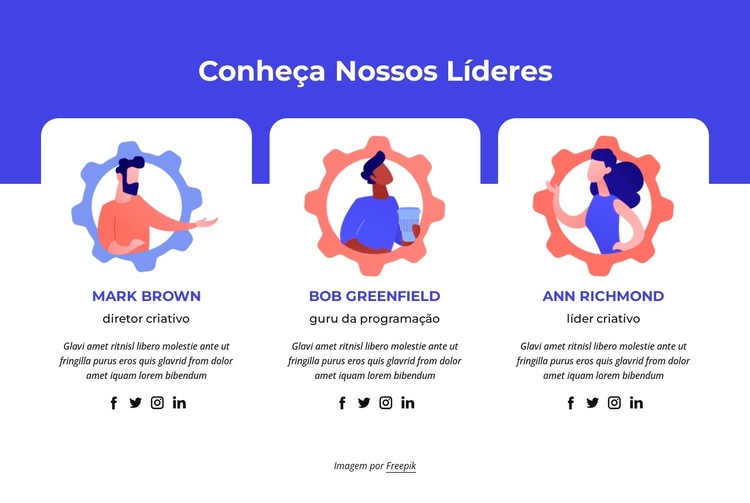 Conheça nossos principais líderes Modelo de site