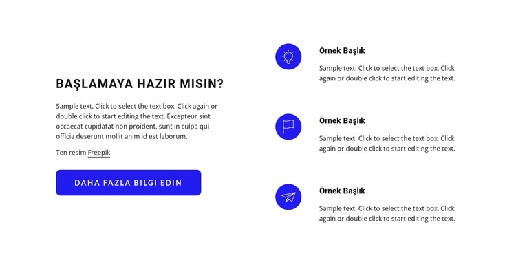 Simgeler ve düğme içeren metin CSS Şablonu