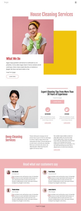 Professional Customized House Cleaning - Homepage Design