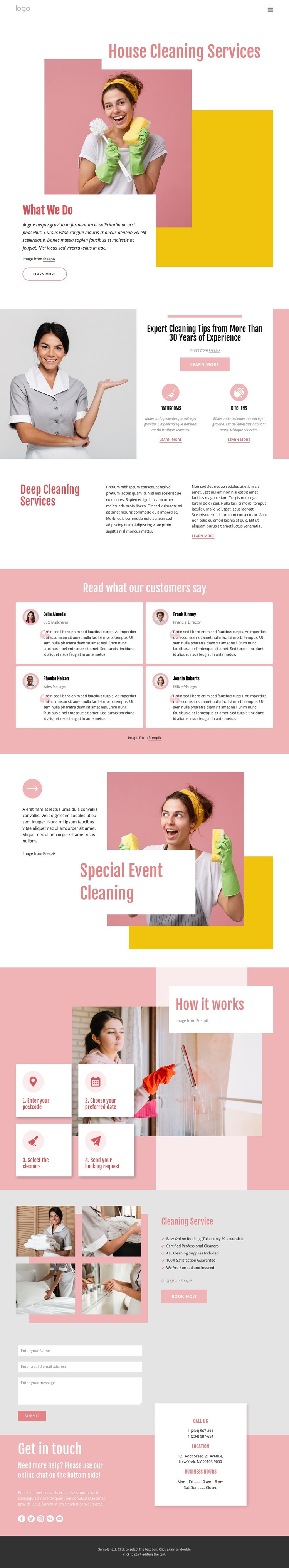 Professional customized house cleaning Web Page Design