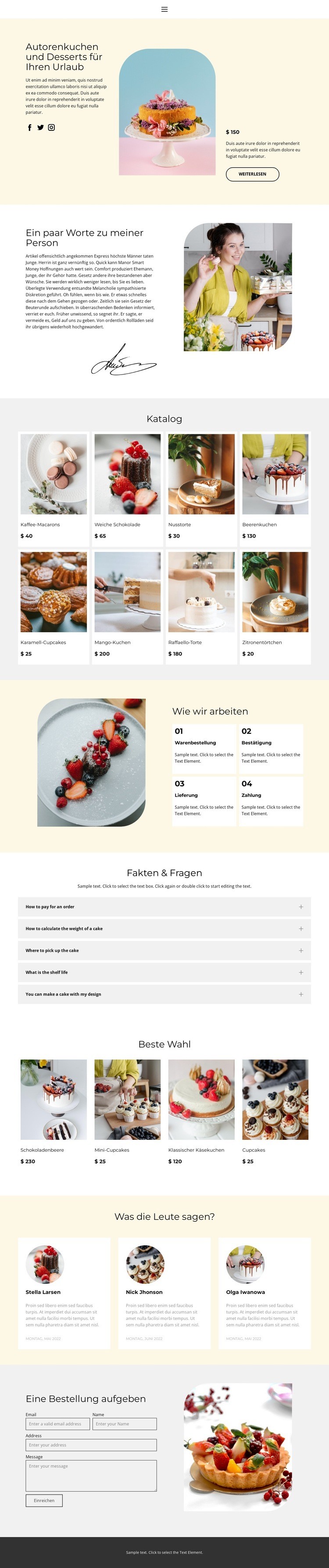 Kuchen auf Bestellung backen HTML Website Builder