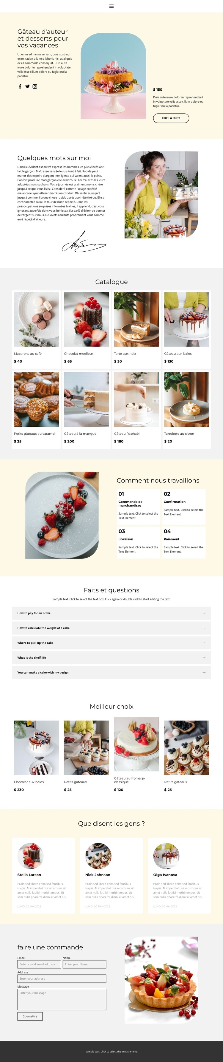 Faire des gâteaux sur commande Créateur de site Web HTML