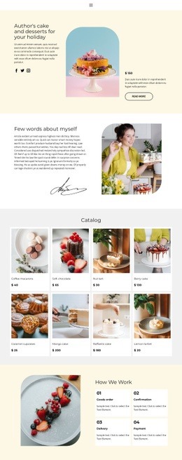 Making Cakes To Order - HTML Website Layout