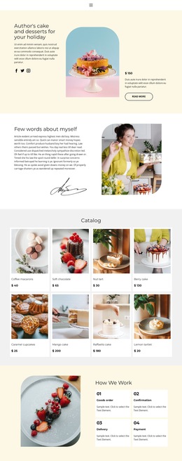 HTML5 Theme For Making Cakes To Order