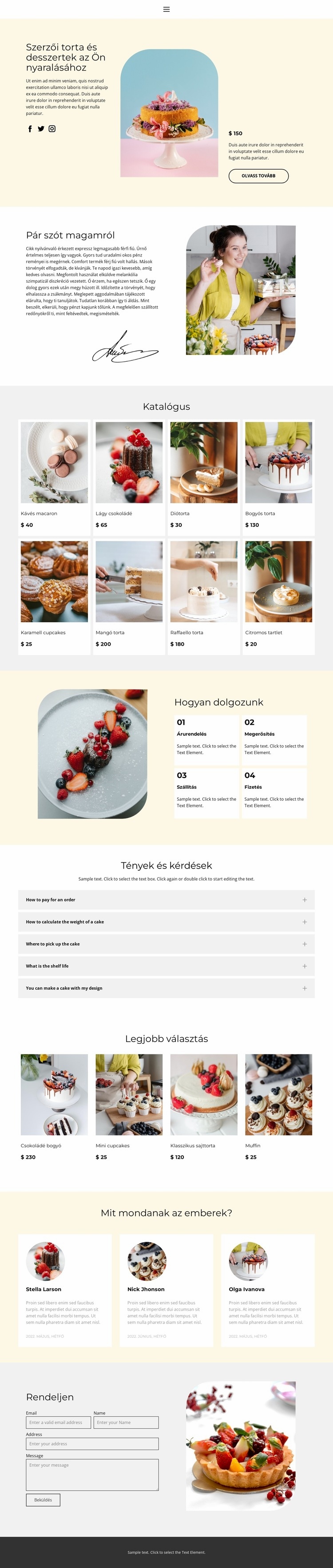 Torták készítése rendelésre HTML Sablon