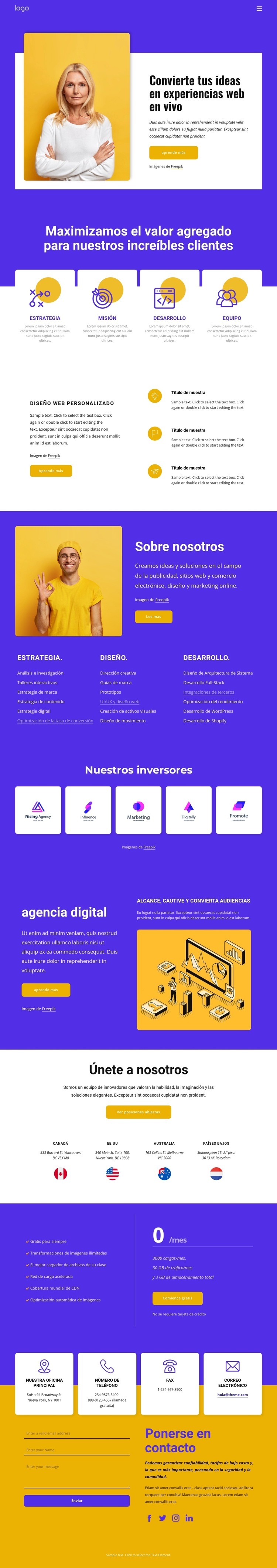 SEO y desarrollo web Plantilla de una página