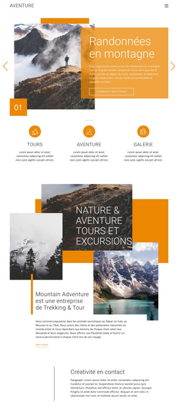 Voyage De Randonnée En Montagne : Modèle De Site Web Simple