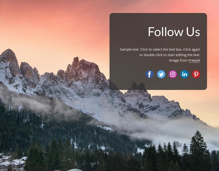 Follow us block on image background Joomla Page Builder