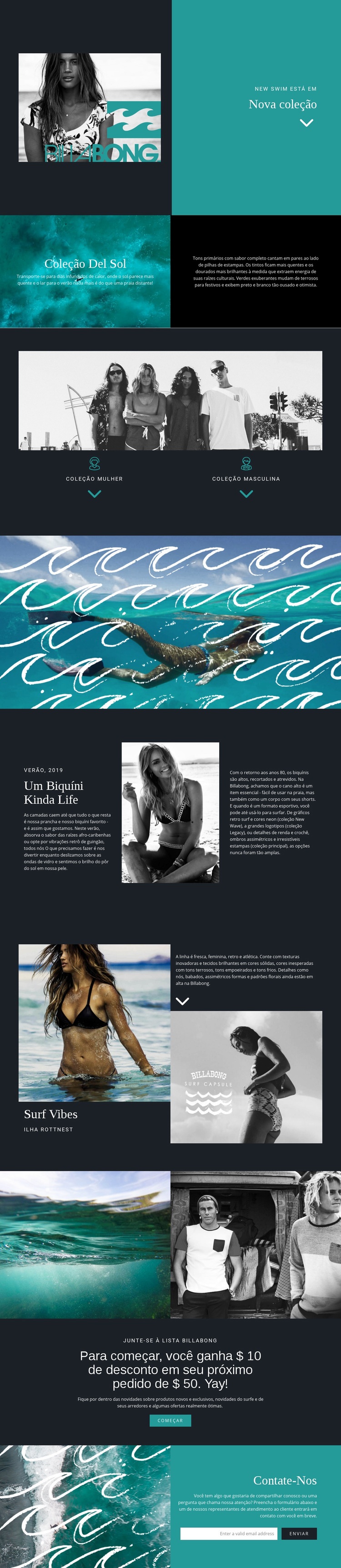 Nova coleção de moda praia Maquete do site