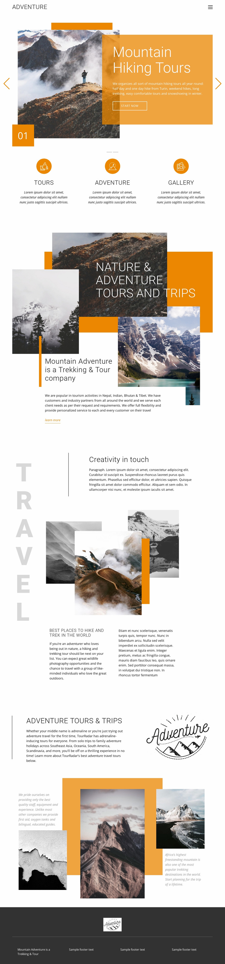 Mountain hiking travel Website Template