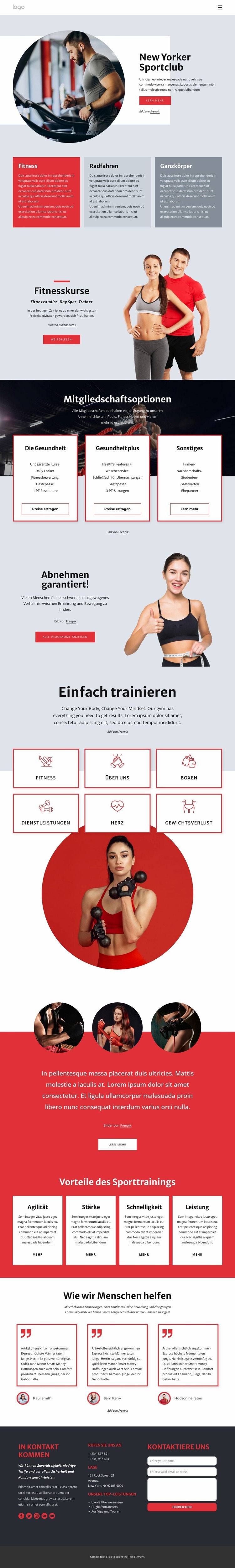 New Yorker Sportverein Website Builder-Vorlagen