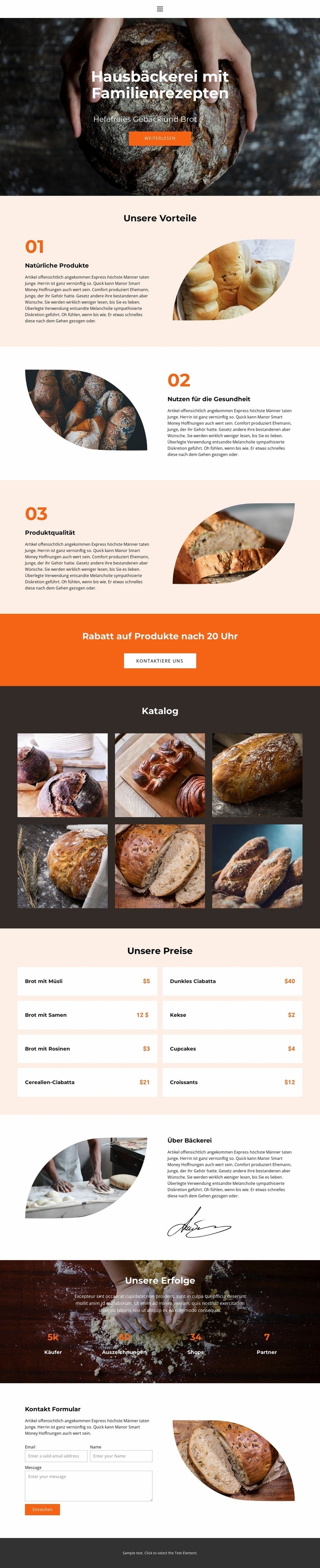 Brot mit besonderer Liebe Website Builder-Vorlagen