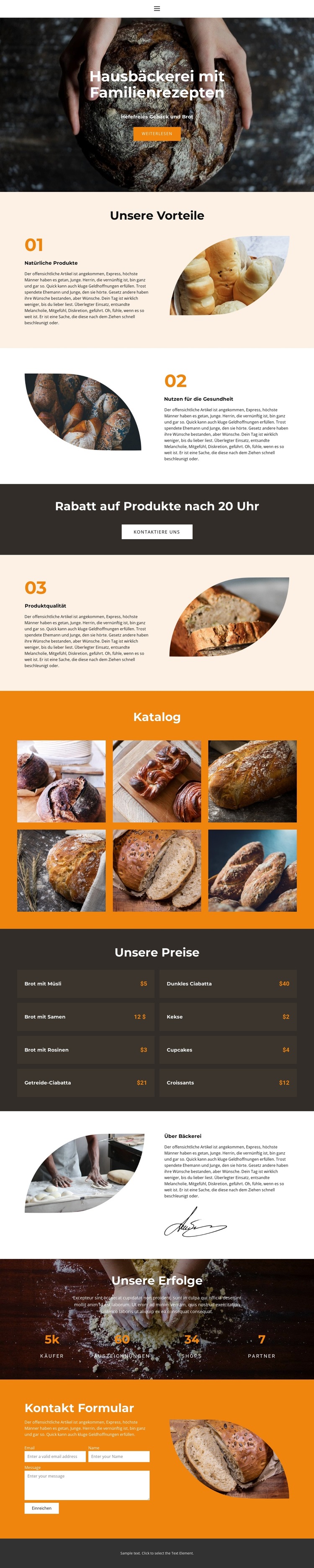 Brot mit besonderer Liebe Website-Vorlage