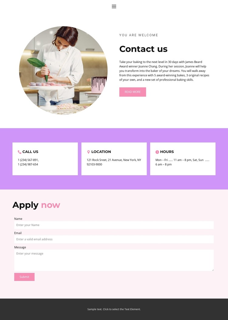 Confectionery addresses HTML Template