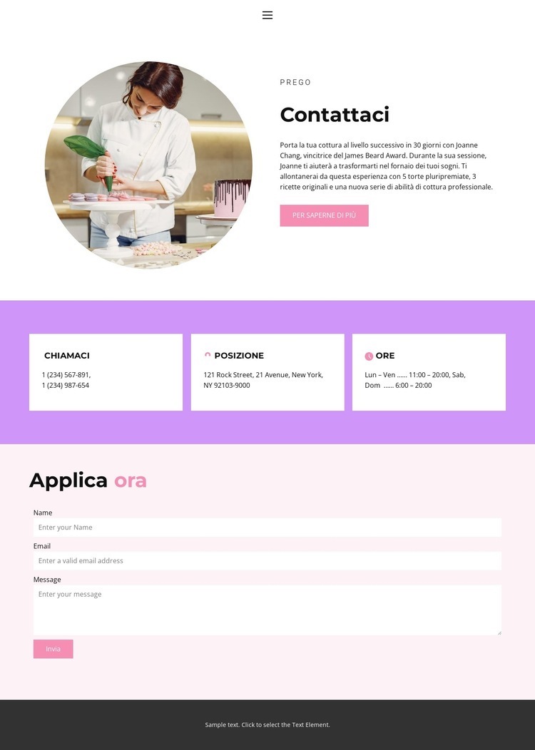 Indirizzi di pasticceria Mockup del sito web