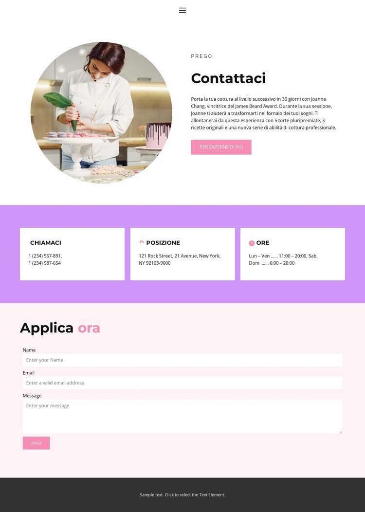 Indirizzi di pasticceria Modello HTML5