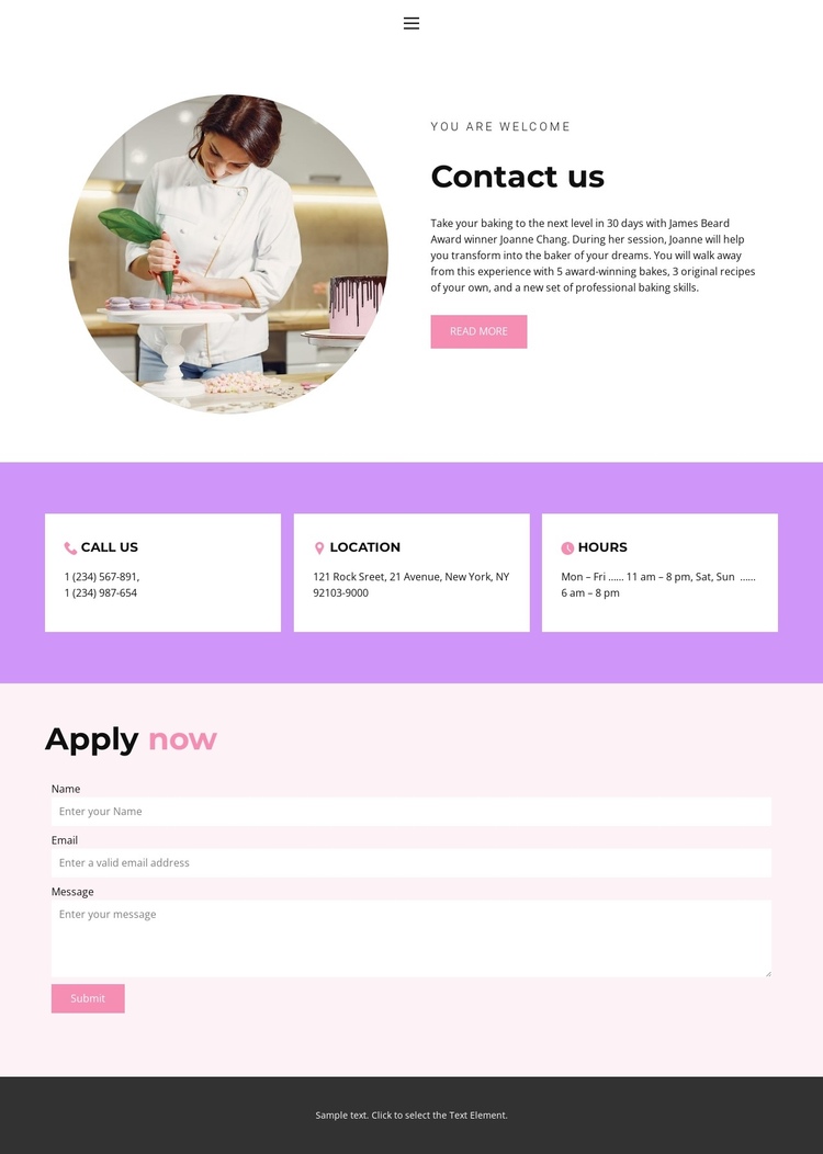 Confectionery addresses One Page Template