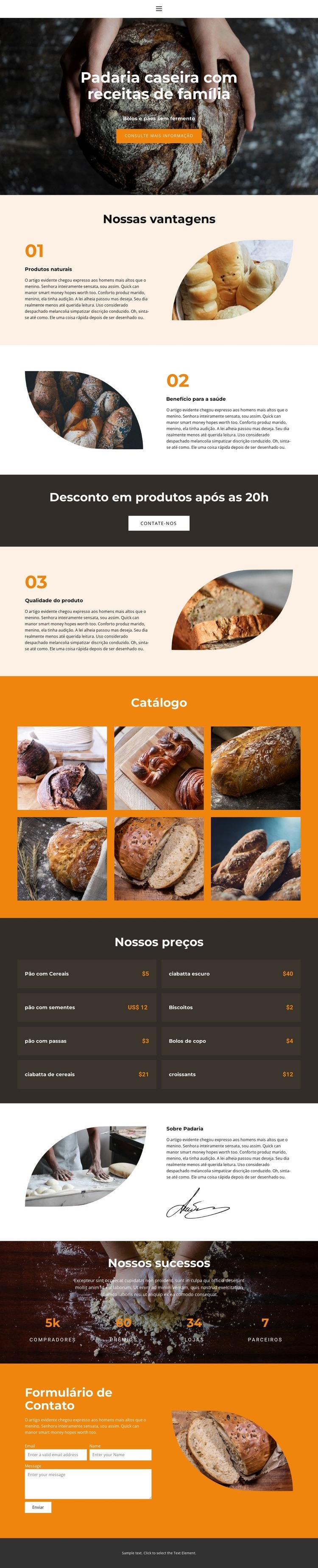 Pão com amor especial Landing Page