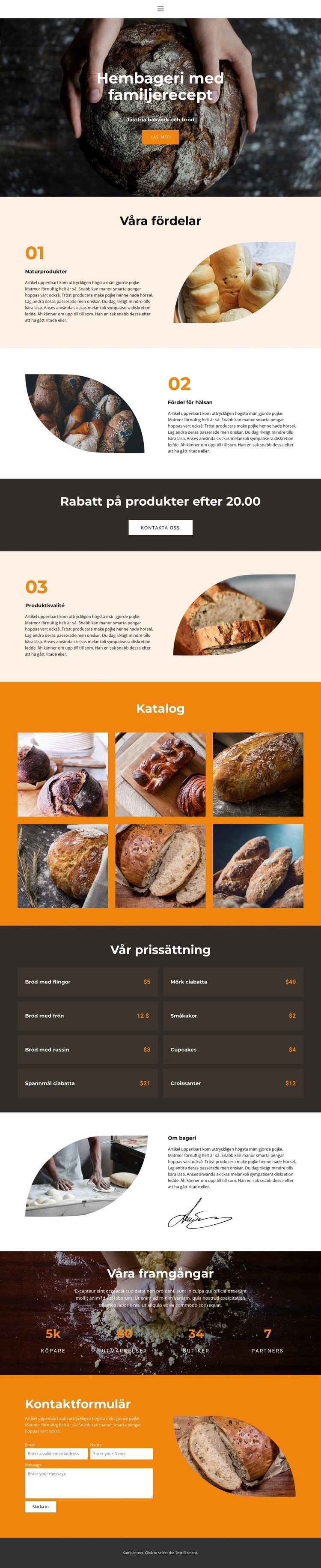 Bröd med speciell kärlek Webbplats mall