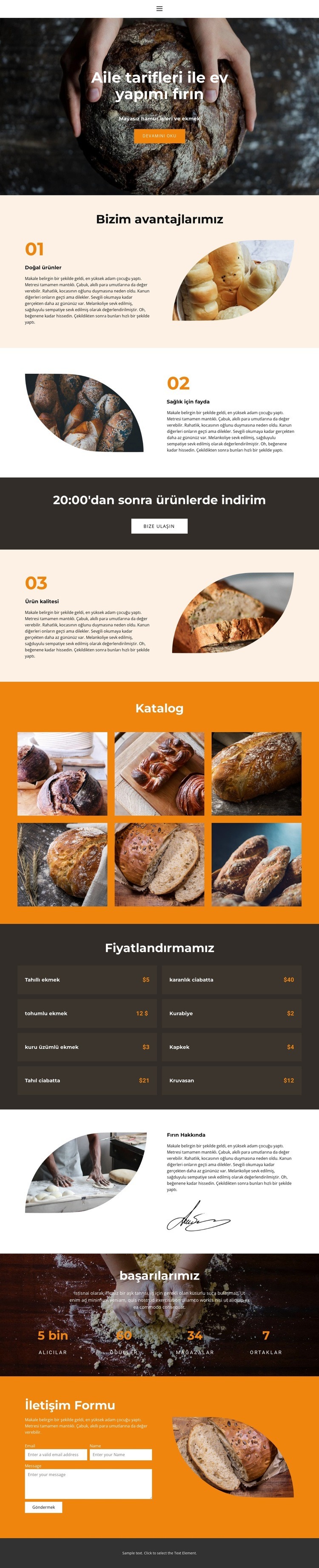 Özel aşk ile ekmek Bir Sayfa Şablonu