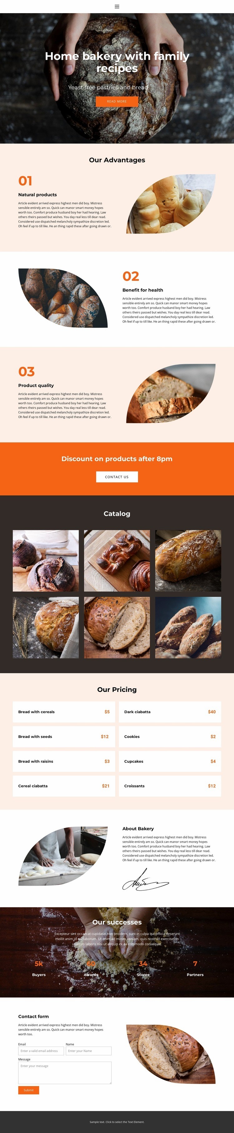 Bread with special love Web Page Design