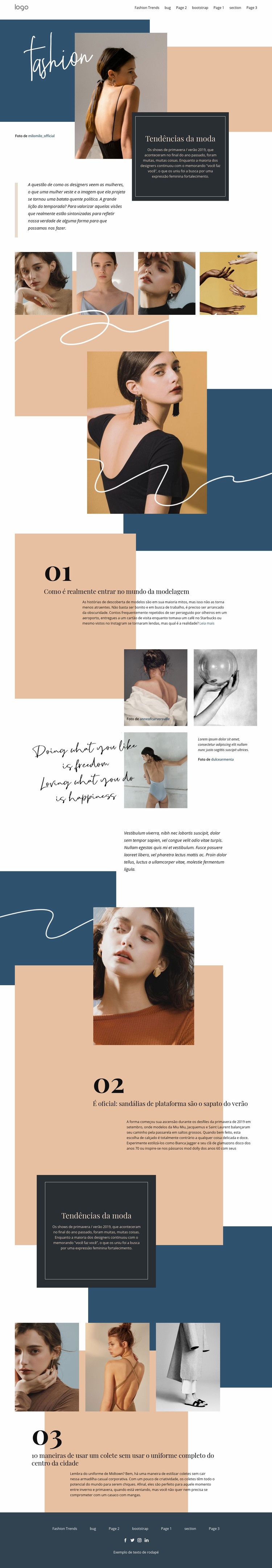 Tendências inovadoras da moda Modelo de uma página