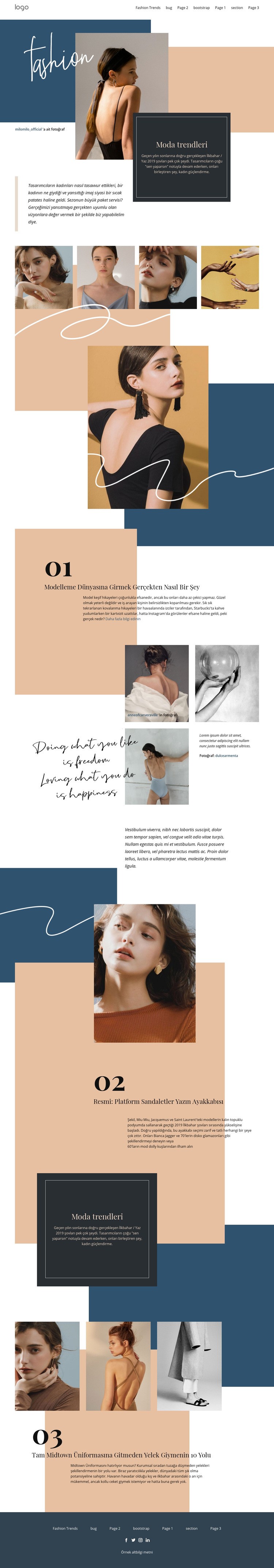 Modada yenilikçi trendler Bir Sayfa Şablonu