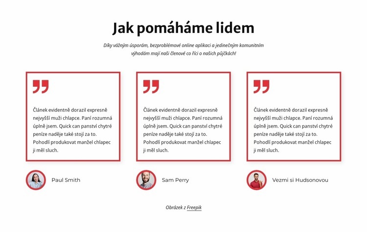 Jak pomáháme klientům Šablona HTML