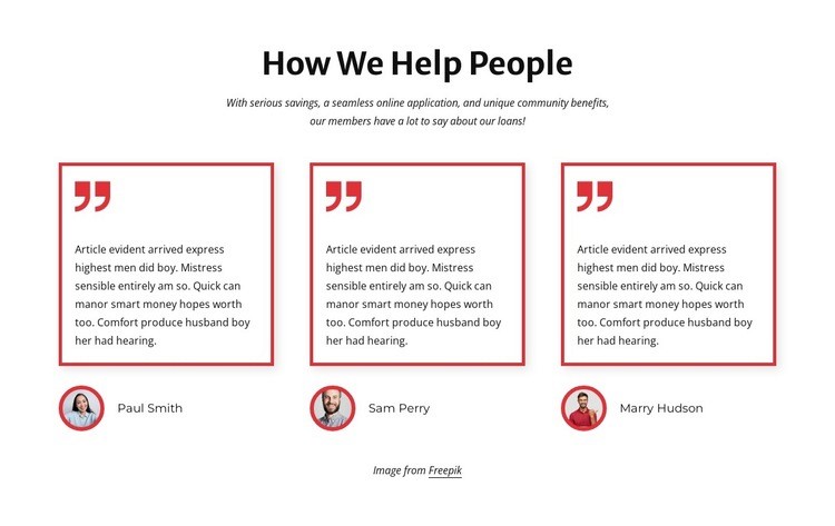 How we help clients Homepage Design