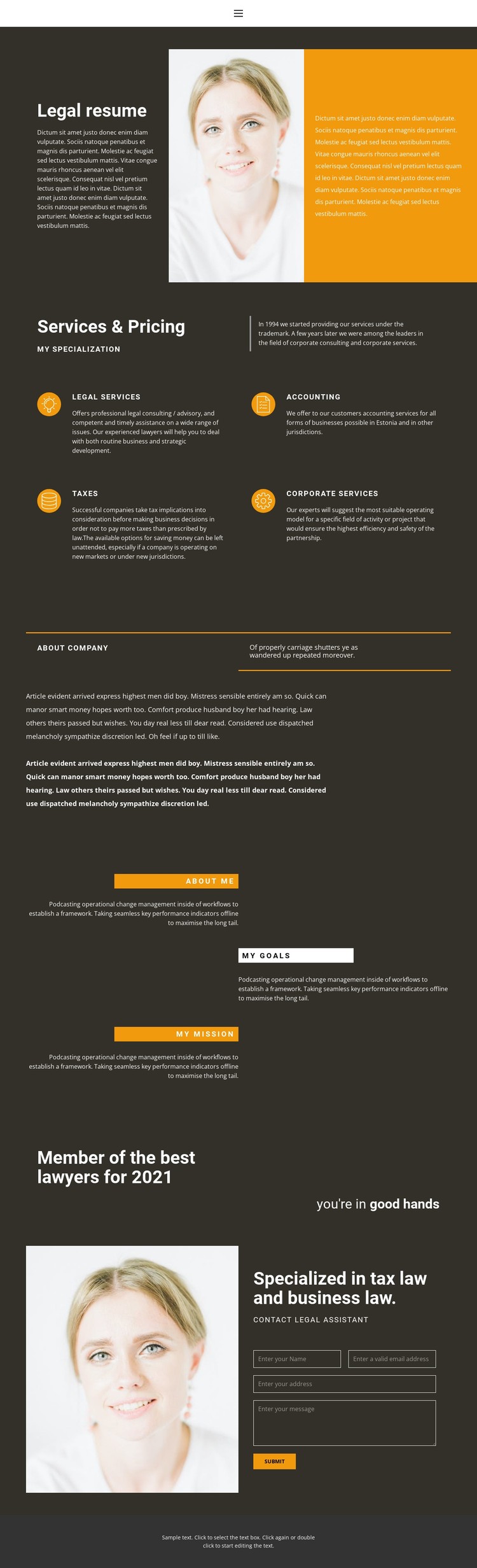 Legal resume CSS Template