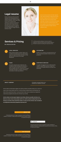 Legal Resume - Personal Website Template