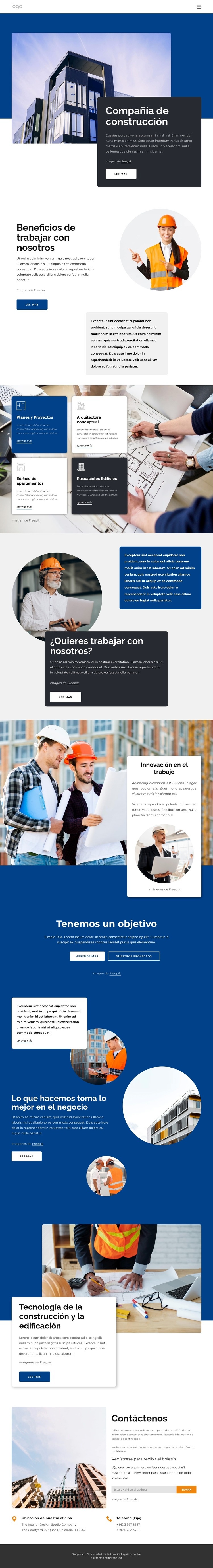 Compañía de construcción Diseño de páginas web