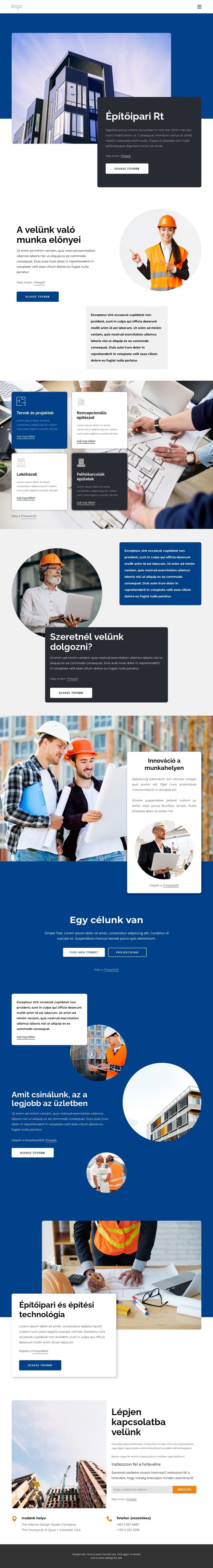 Építőipari társaság Weboldal tervezés