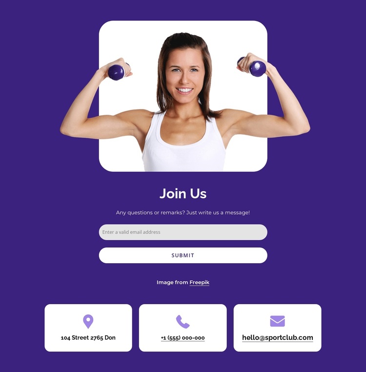 Join a sports club Joomla Page Builder