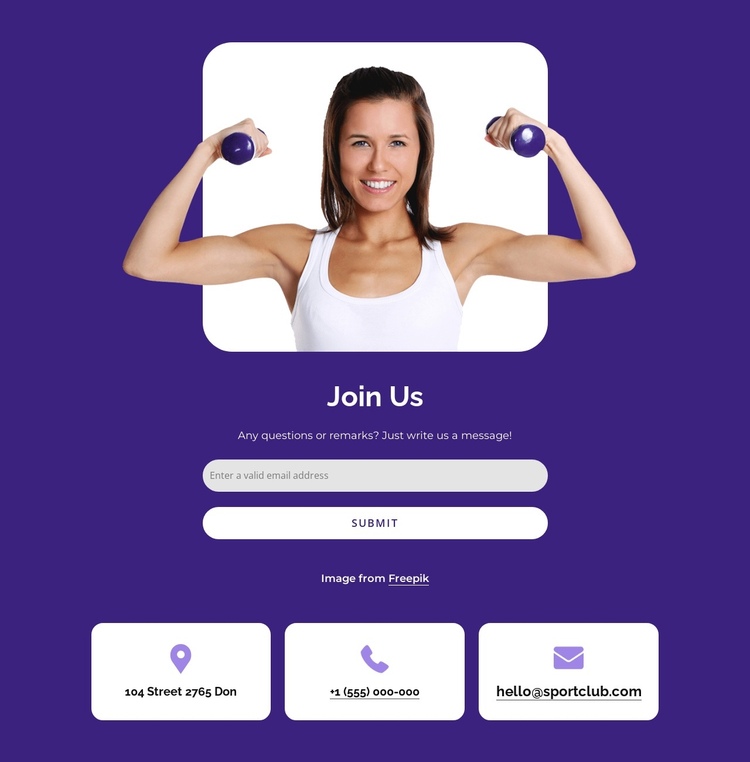 Join a sports club One Page Template