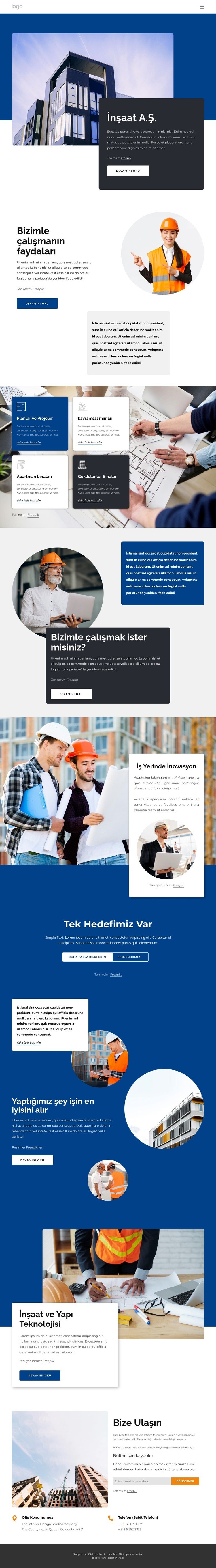 İnşaat şirketi Web sitesi tasarımı