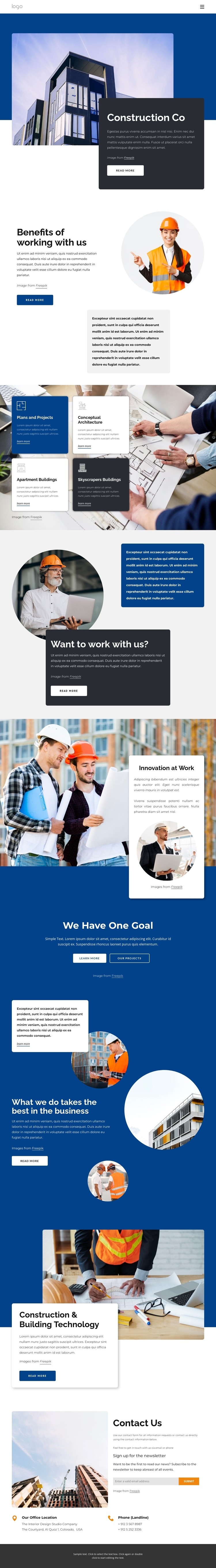 Construction co Web Page Design