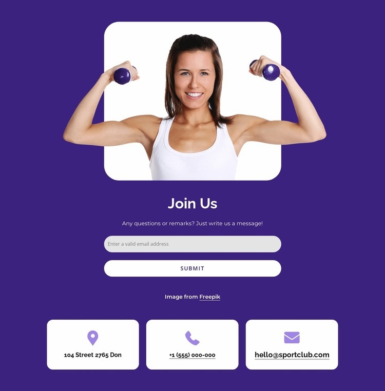 Join a sports club Web Page Design
