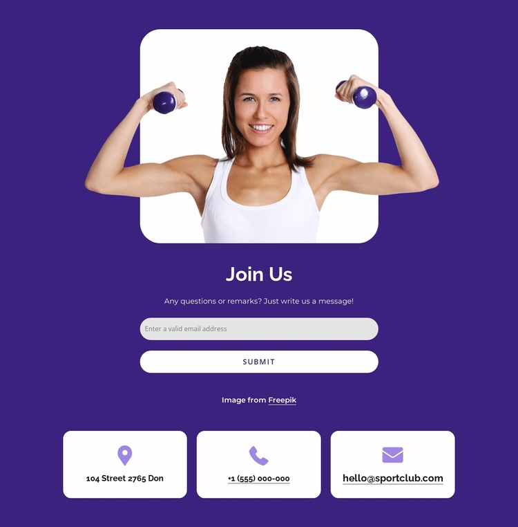 Join a sports club Landing Page