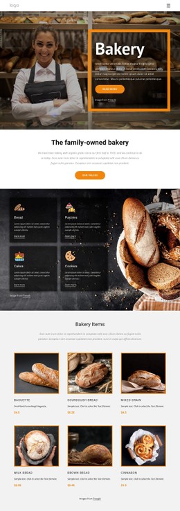 The Family-Owned Bakery Simple CSS Template